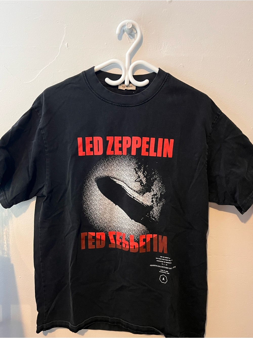 Fear of God Black Tee with Red Led Zeppelin Graphic
